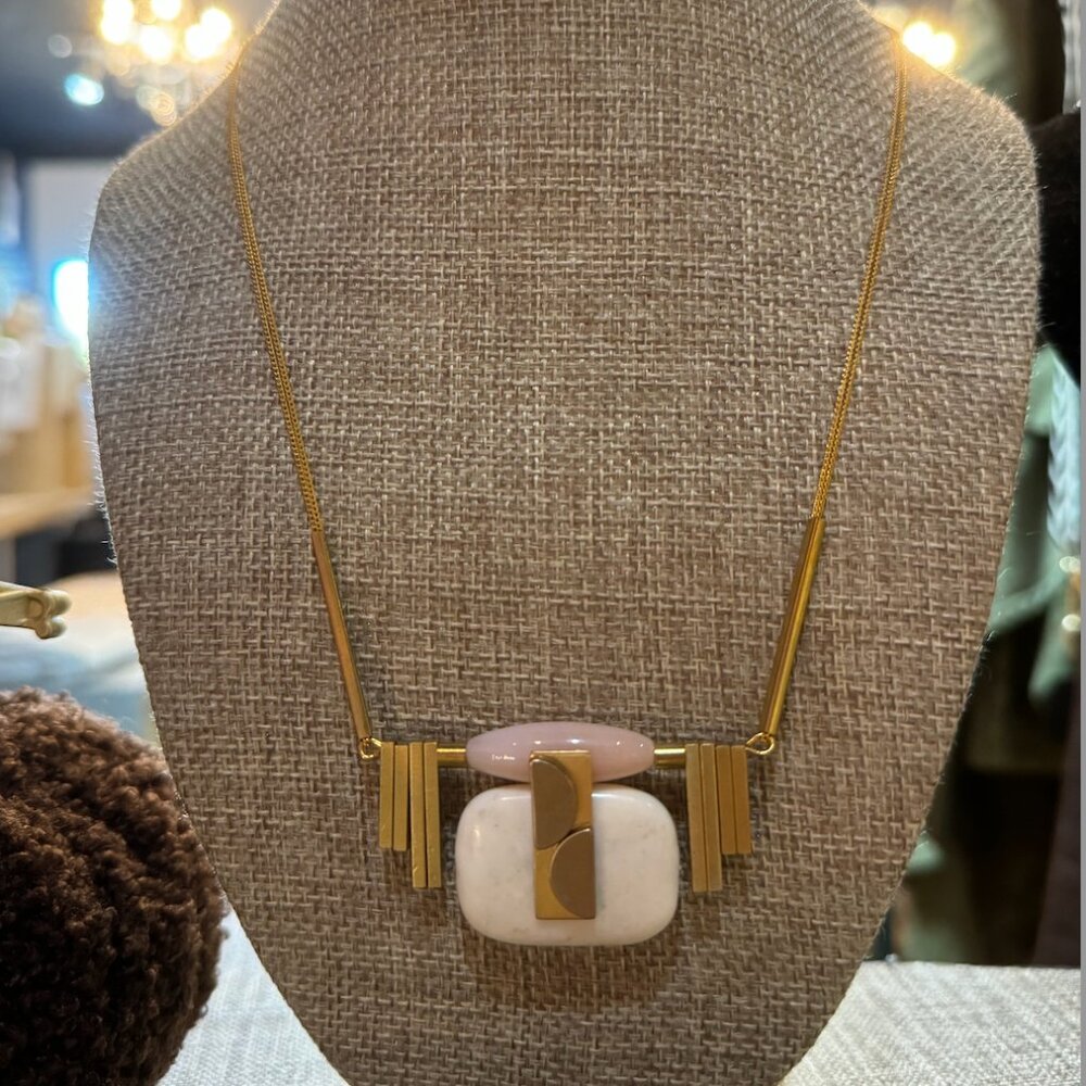 Pink Magnesite and Agate David Aubrey Necklace